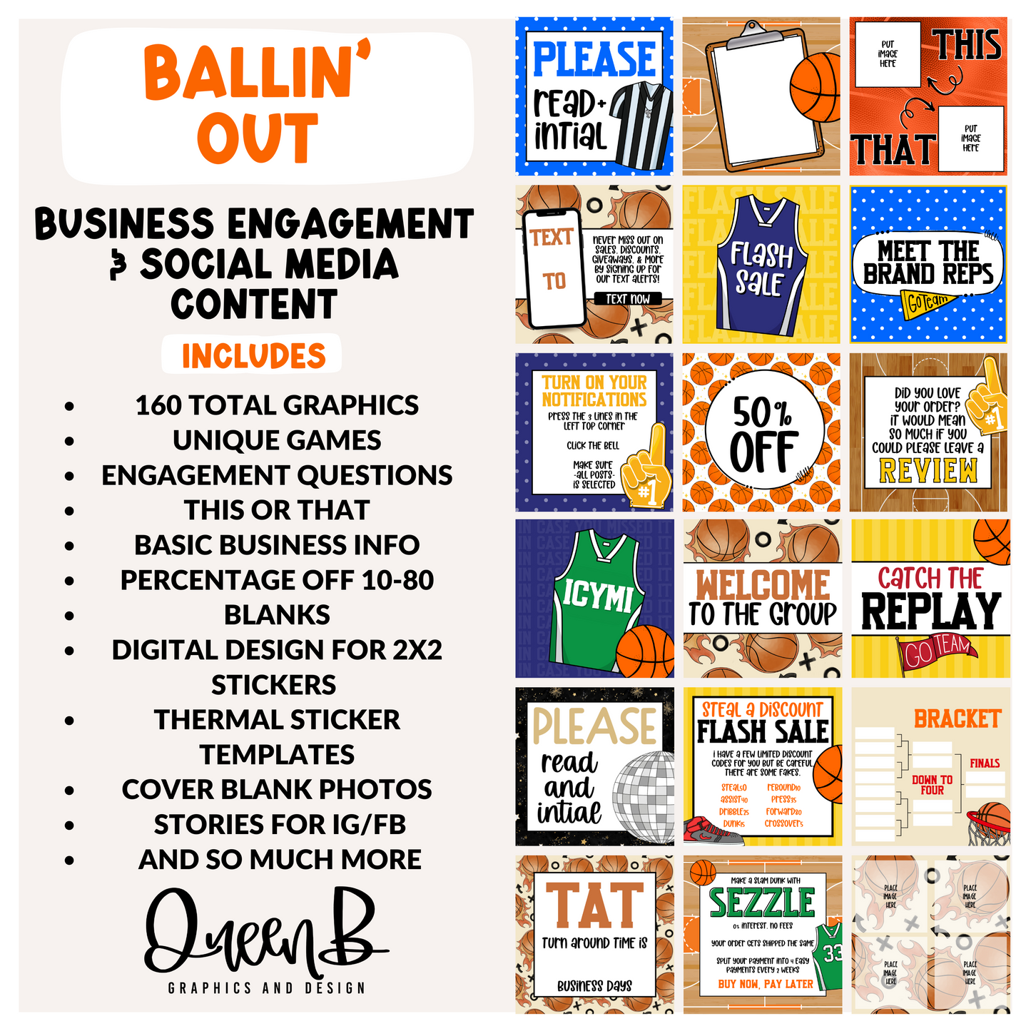 Ballin’ Out Business Engagement & Social Media Content Graphics Collection