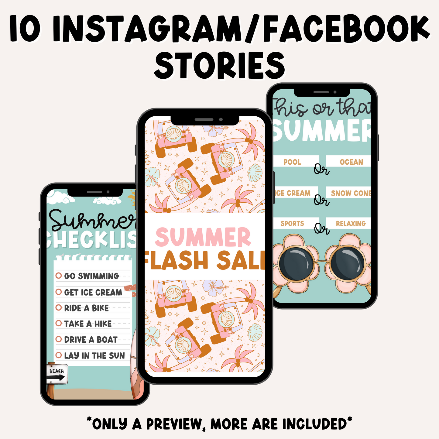 Retro Summer Business Engagement & Social Media Content Graphics Collection