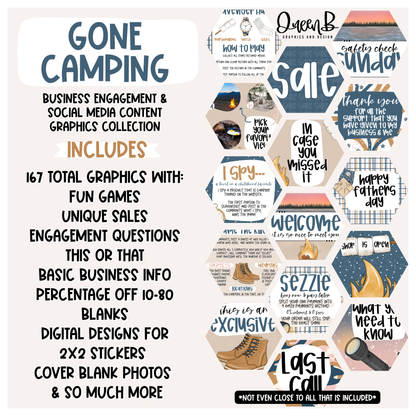 Gone Camping Business Engagement & Social Media Content Graphics Collection