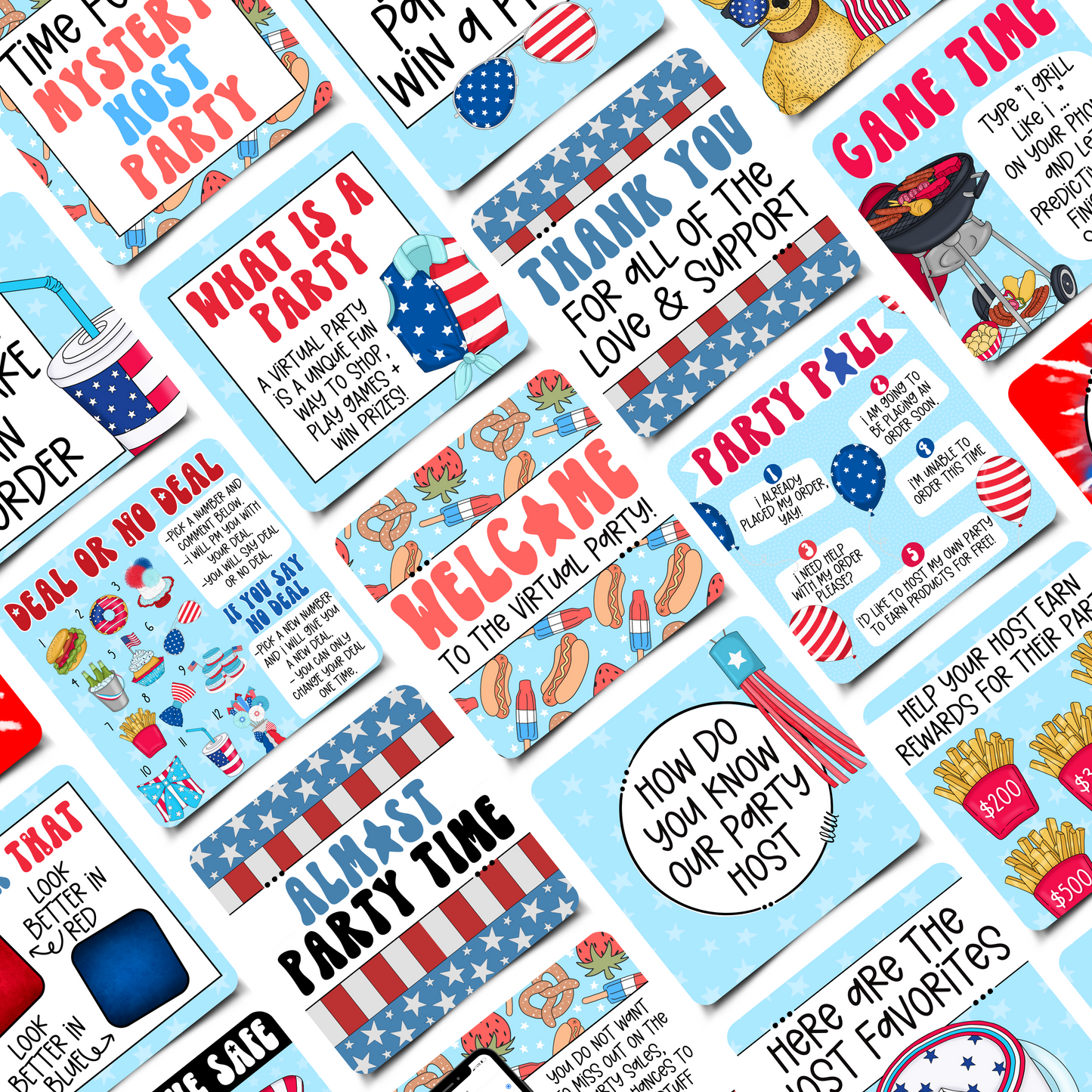 Red, White & Blue Mega Party Kit Graphics Collection
