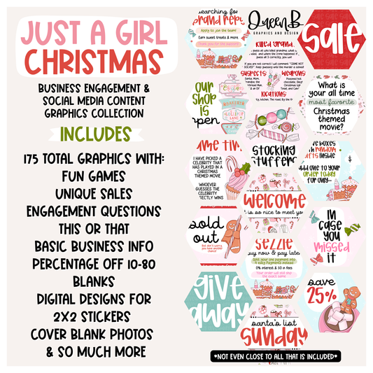 Just a girl Christmas Business Engagement & Social Media Content Graphics Collection