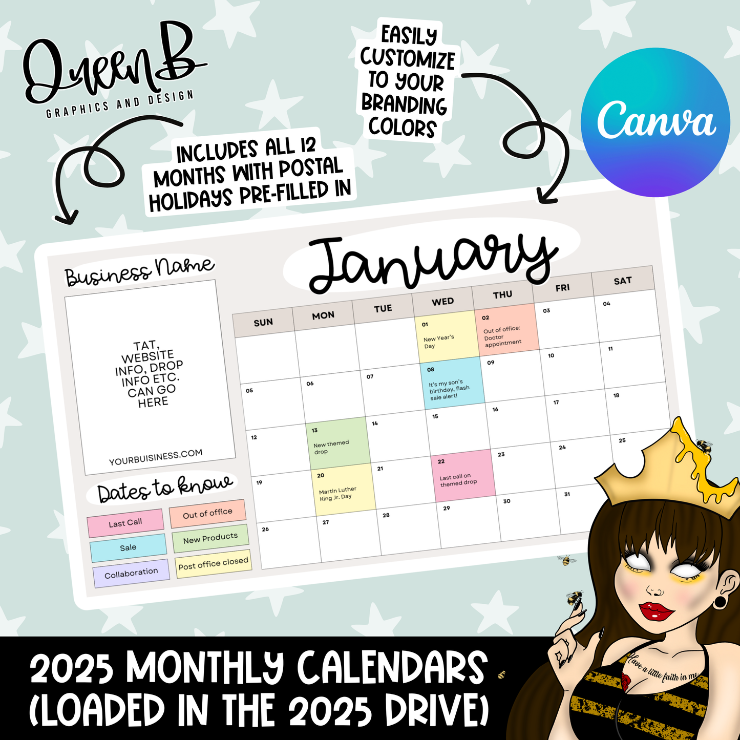 2025 Editable Monthly Social Media Calendar Templates