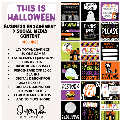 This is Halloween Business Engagement & Social Media Content Graphics Collection