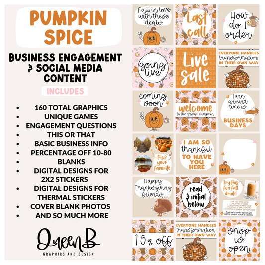 Pumpkin Spice Business Engagement & Social Media Content Graphics Collection