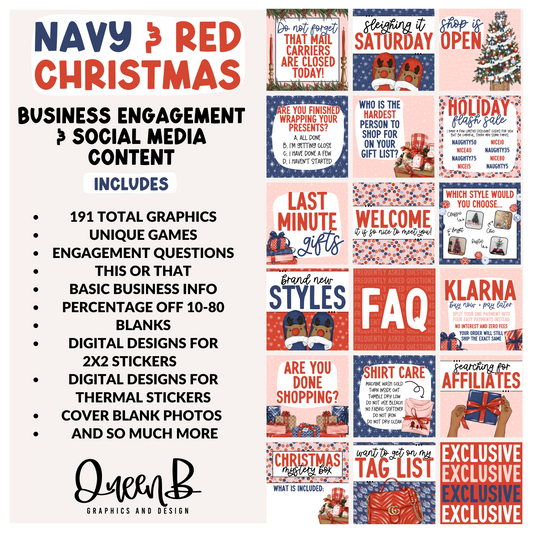 Navy & Red Christmas Business Engagement & Social Media Content Graphics Collection