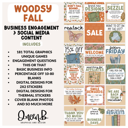 Woodsy Fall Business Engagement & Social Media Content Graphics Collection