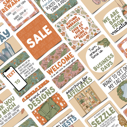 Woodsy Fall Business Engagement & Social Media Content Graphics Collection