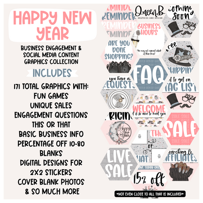 Happy New Year Business Engagement & Social Media Content Graphics Collection