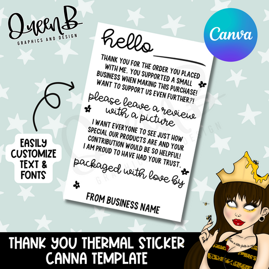 Thank You Thermal Sticker Customizable Template
