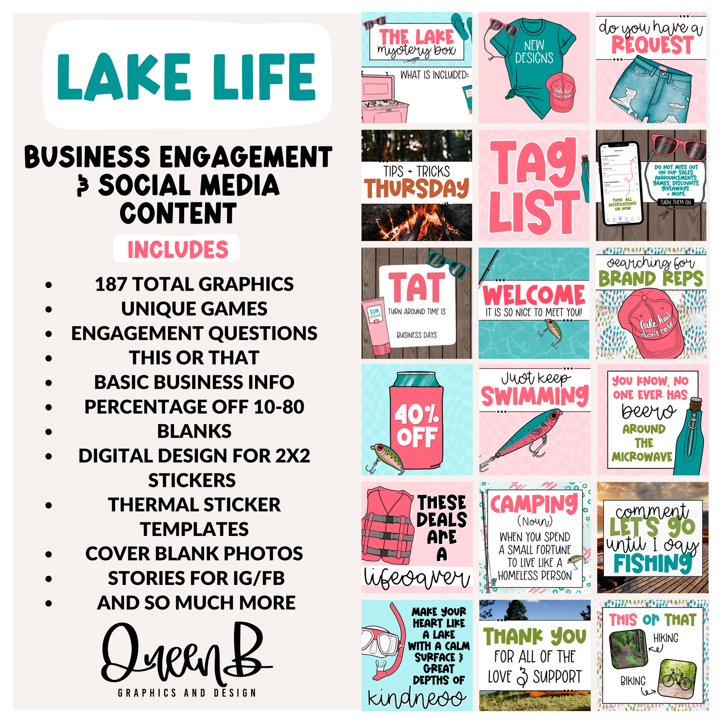 Lake Life Business Engagement & Social Media Content Graphics Collection