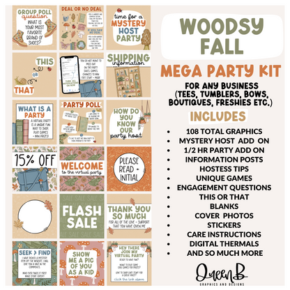 Woodsy Fall Mega Party Kit Graphics Collection