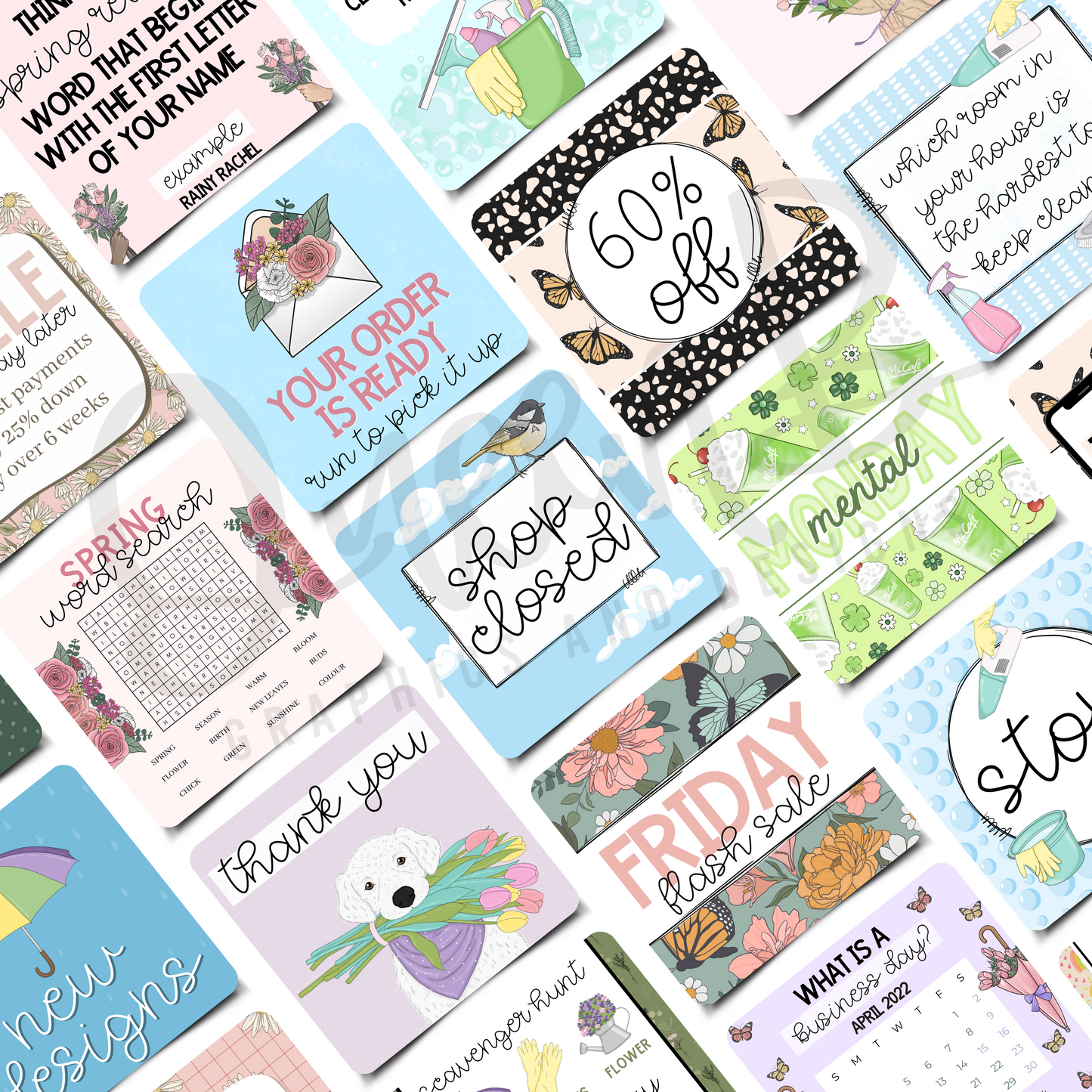 Spring Business Engagement & Social Media Content Graphics Collection