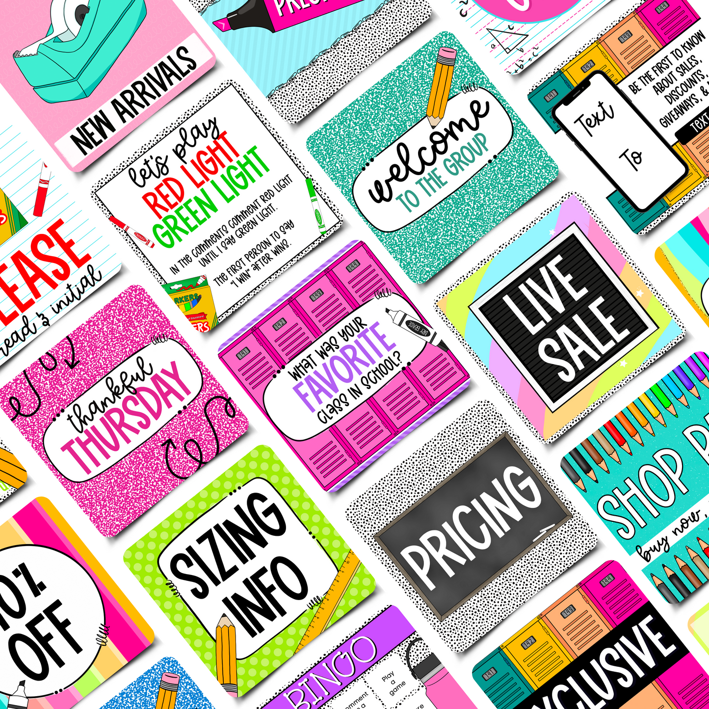 Back to School Business Engagement & Social Media Content Graphics Collection