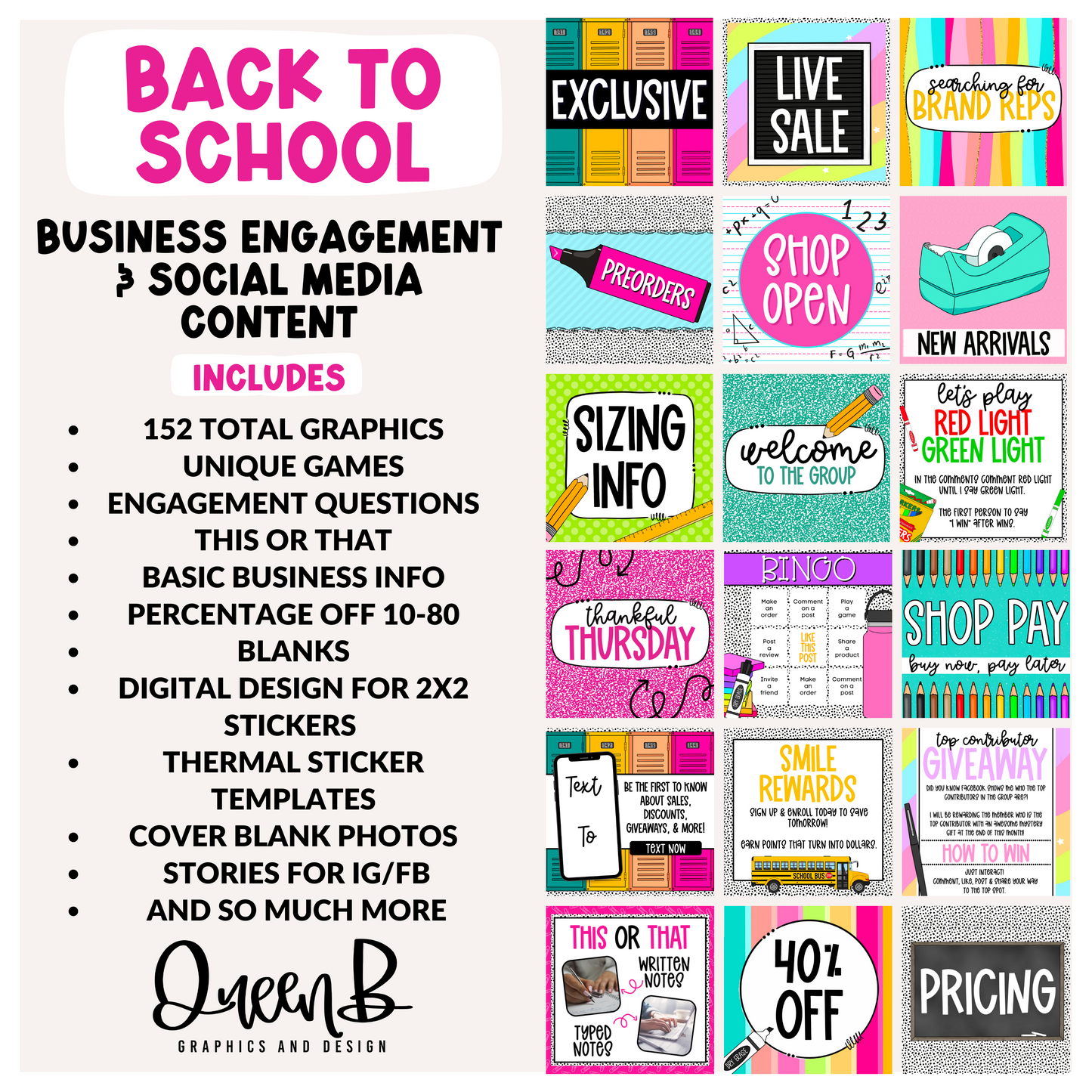 Back to School Business Engagement & Social Media Content Graphics Collection