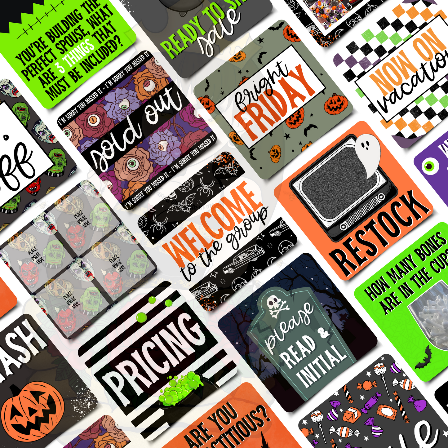 Vintage Halloween Business Engagement & Social Media Content Graphics Collection