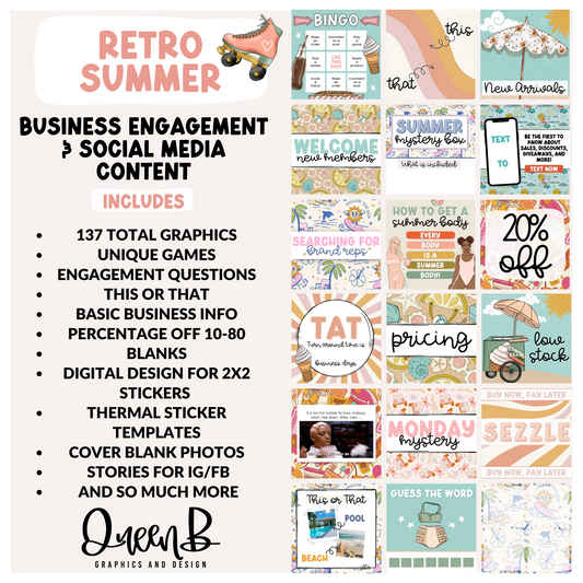 Retro Summer Business Engagement & Social Media Content Graphics Collection