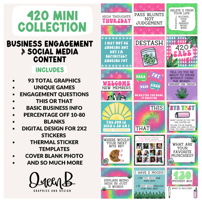 420 Mini Business Engagement & Social Media Content Graphics Collection