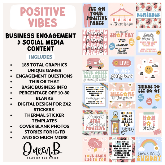 Positive Vibes Business Engagement & Social Media Content Graphics Collection