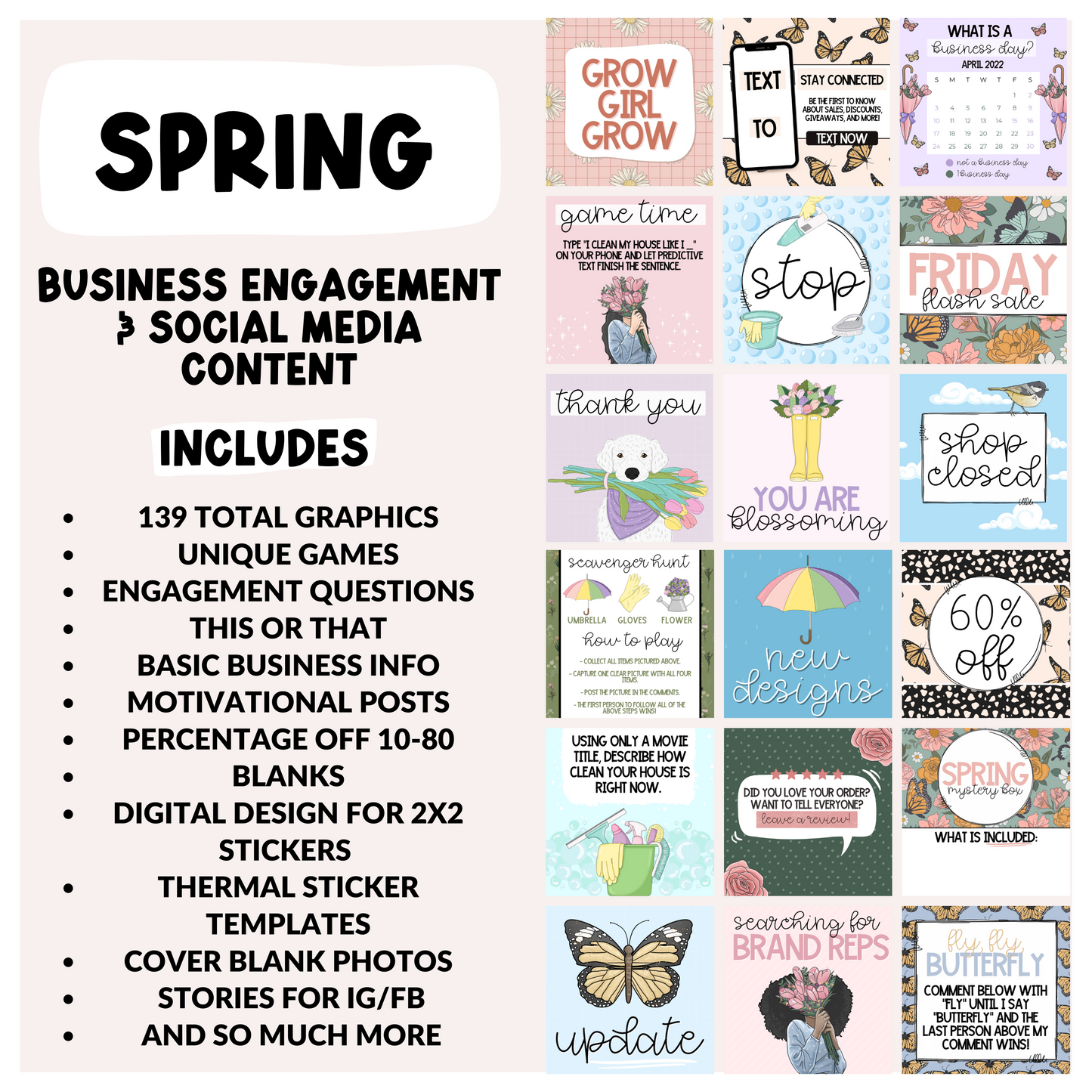 Spring Business Engagement & Social Media Content Graphics Collection