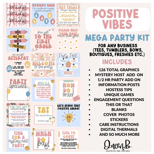 Positive Vibes Mega Party Kit Graphics Collection