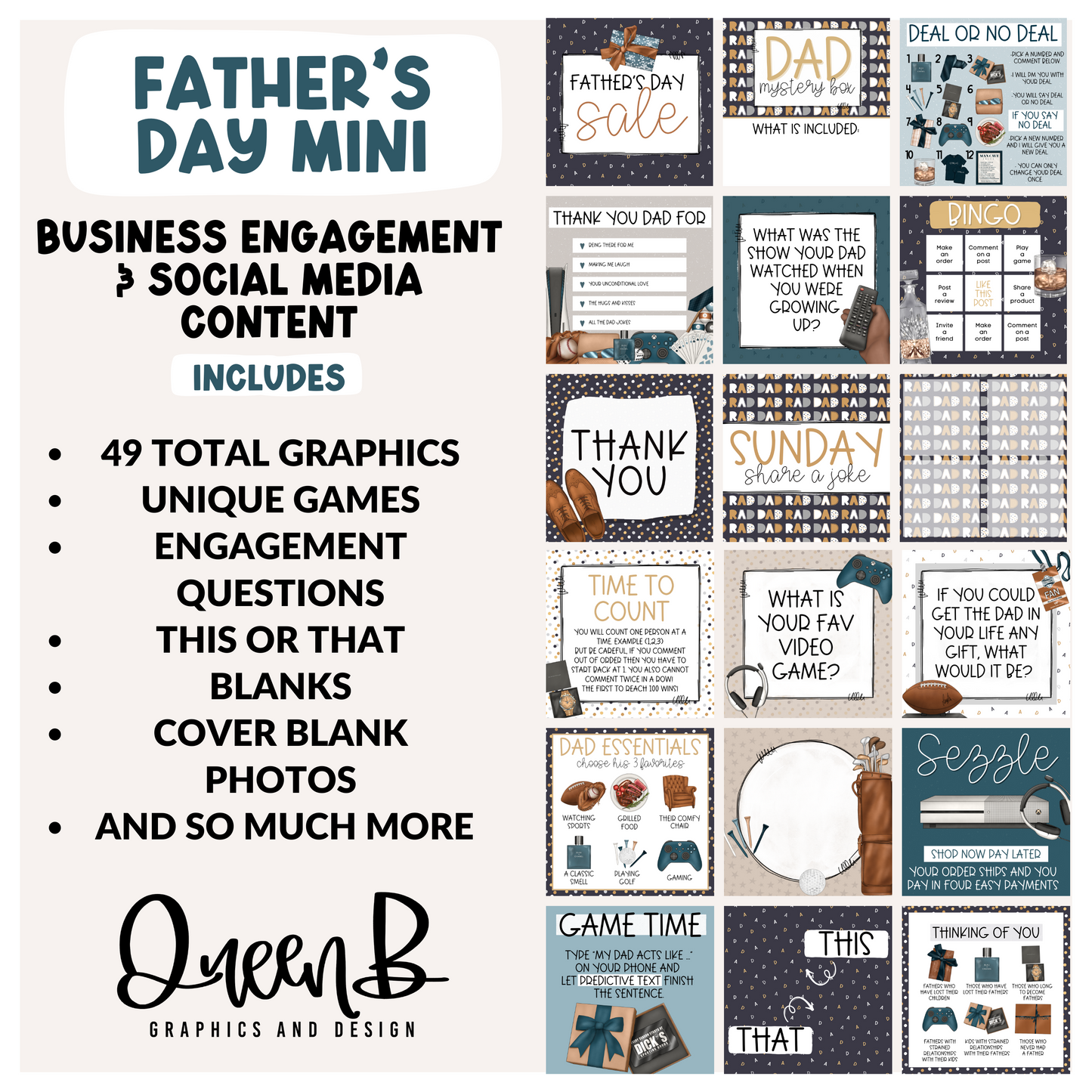 Fathers Day Mini Business Engagement & Social Media Content Graphics Collection
