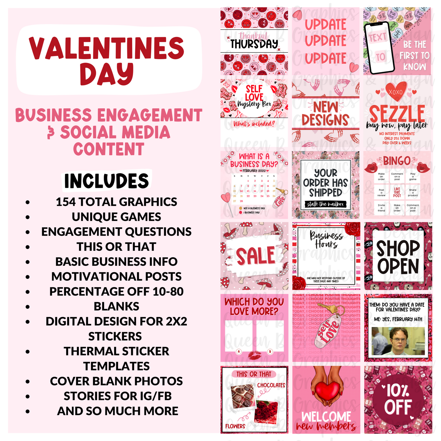 Valentines Day Business Engagement & Social Media Content Graphics Collection