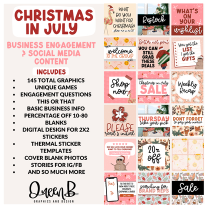 Christmas in July Business Engagement & Social Media Content Graphics Collection