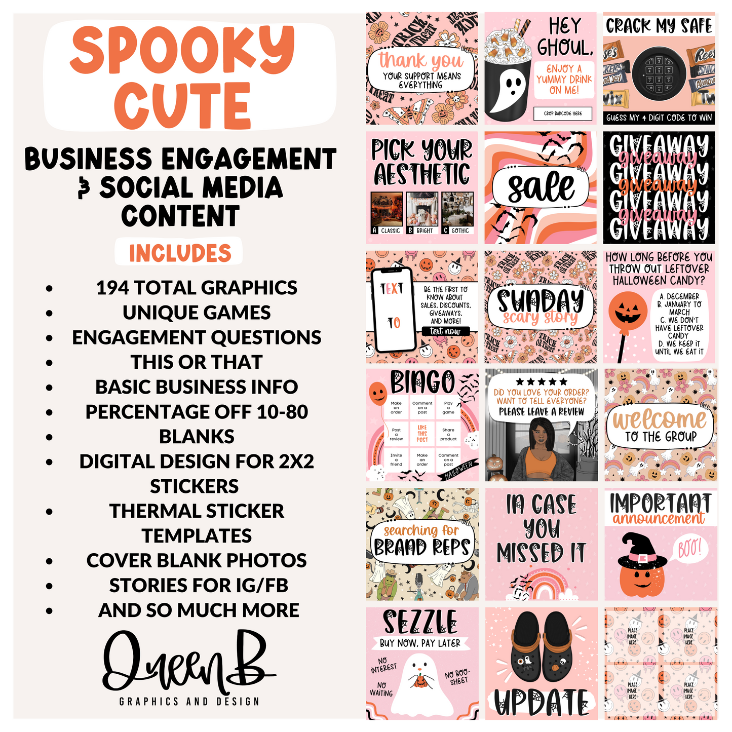 Spooky Cute Halloween Business Engagement & Social Media Content Graphics Collection