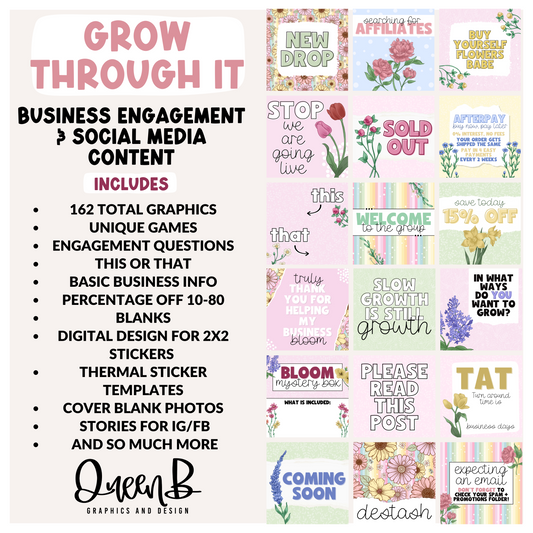 Grow through it Business Engagement & Social Media Content Graphics Collection