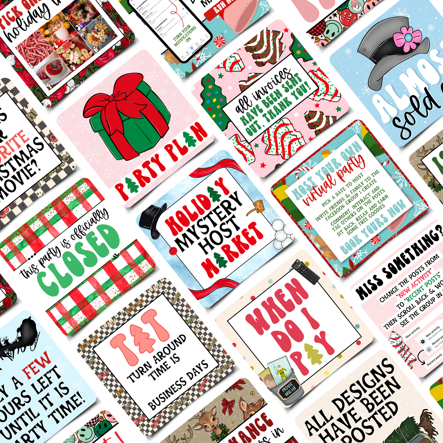 Holiday Mystery Host Market Tee Party & Virtual Party Graphics Collection