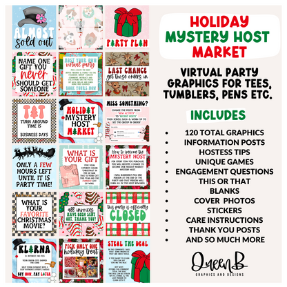 Holiday Mystery Host Market Tee Party & Virtual Party Graphics Collection