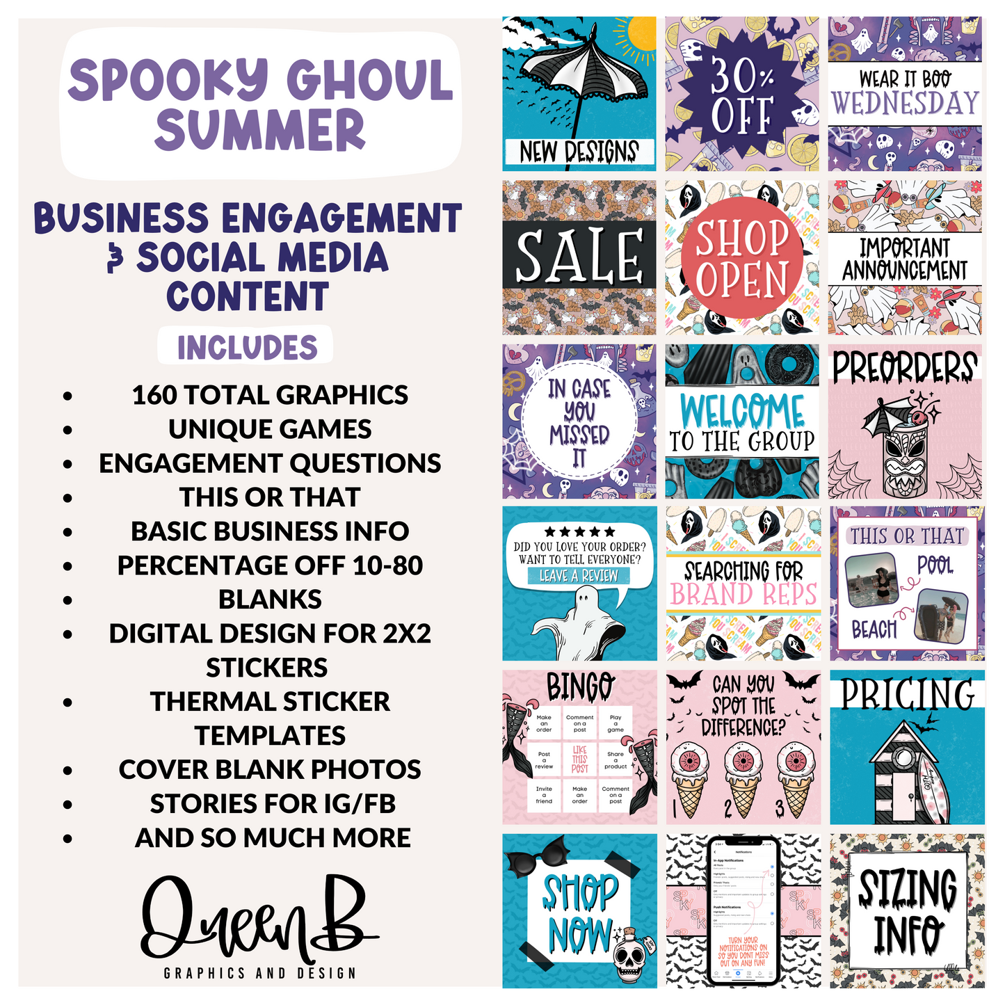 Spooky Ghoul Summer Business Engagement & Social Media Content Graphics Collection