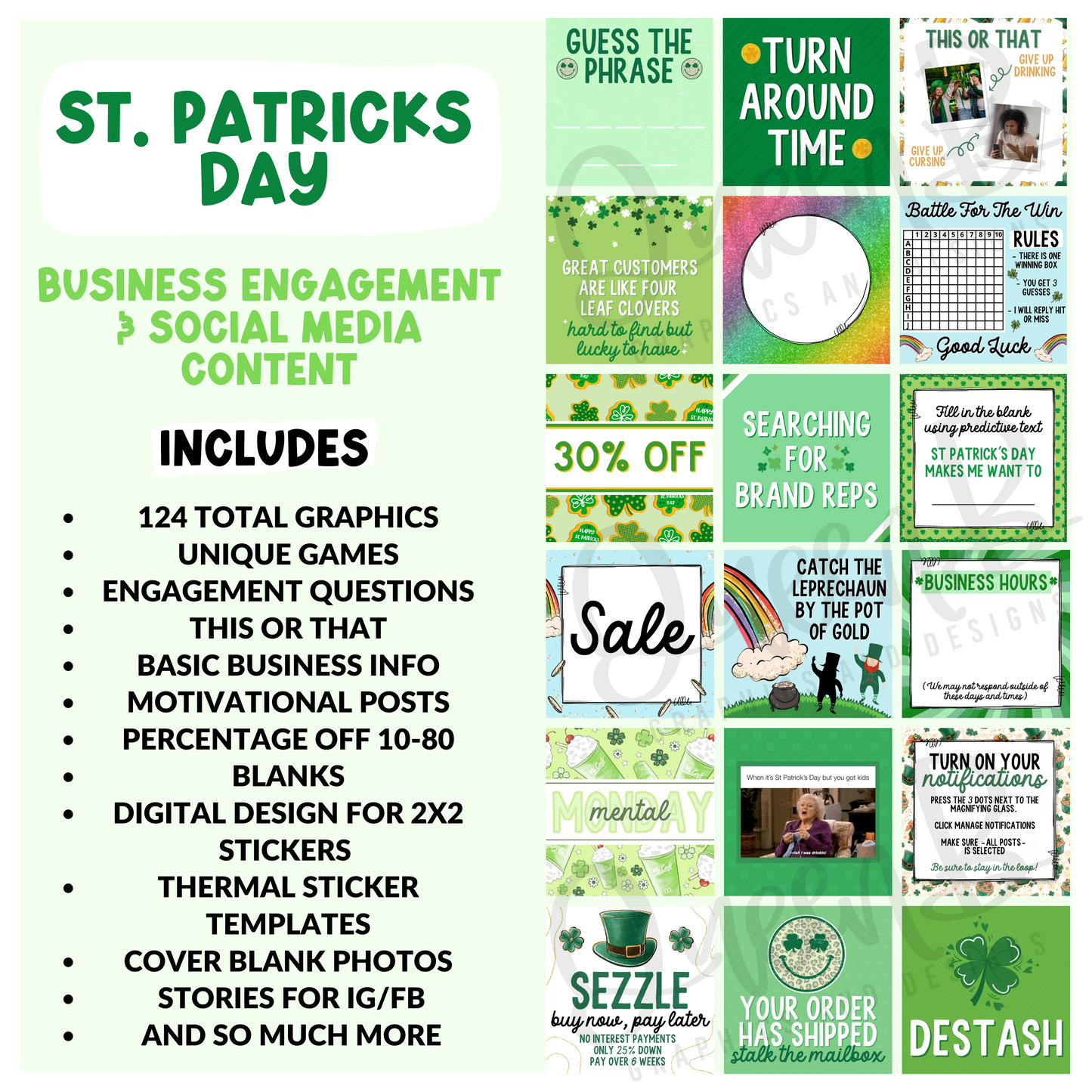 St Patrick's Day Business Engagement & Social Media Content Graphics Collection