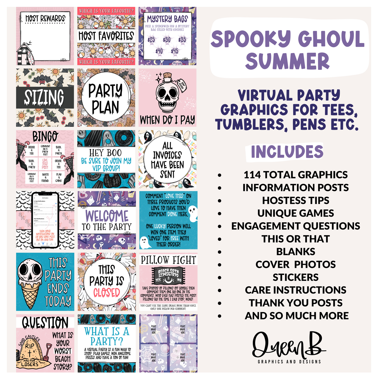 Spooky Ghoul Summer Tee Party & Basic Party Graphics Collection