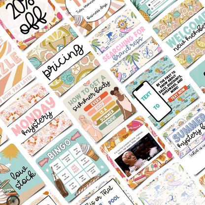 Retro Summer Business Engagement & Social Media Content Graphics Collection