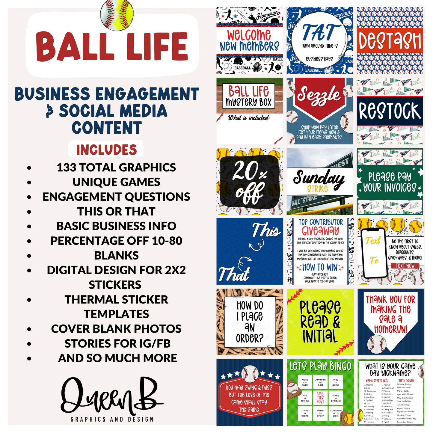 Ball life Business Engagement & Social Media Content Graphics Collection