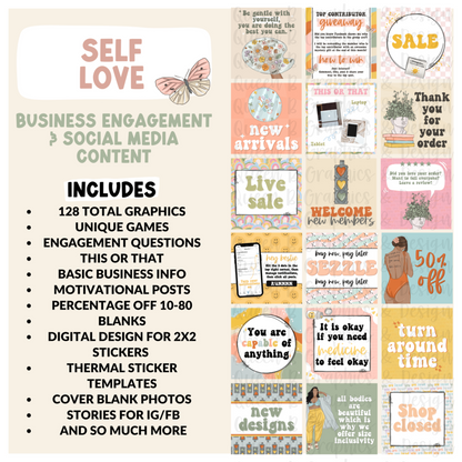 Self Love Business Engagement & Social Media Content Graphics Collection