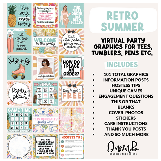 Retro Summer Tee Party & Basic Party Graphics Collection